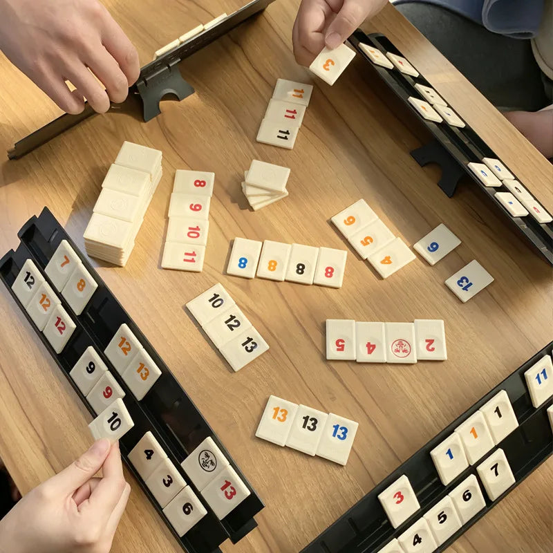 Kids Fast-Paced Rummy Tile Classic Board Game for 2-4 Players - Portable Mahjong Party Game Gift