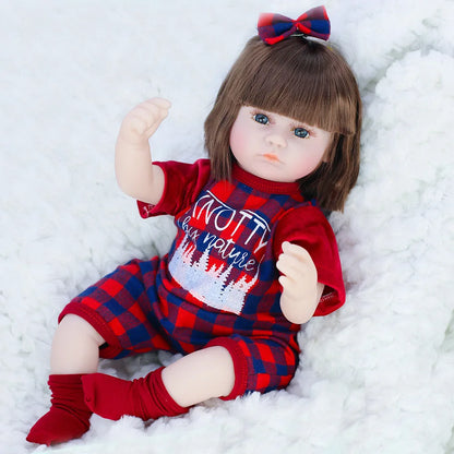 42cm Realistic Reborn Baby Doll - Silicone Toddler Princess with Soft Cloth Body, Perfect Lifelike Toy for Kids and Christmas Gifts