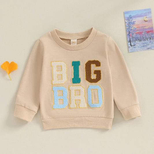 Sibling Style Long Sleeve Letter Print Crewneck Sweatshirt or Romper for Autumn and Winter