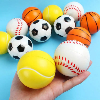 Sports-Themed Stress Relief Squeeze Ball Set - 4 Soft and Squishy Toys for Fun and Relaxation
