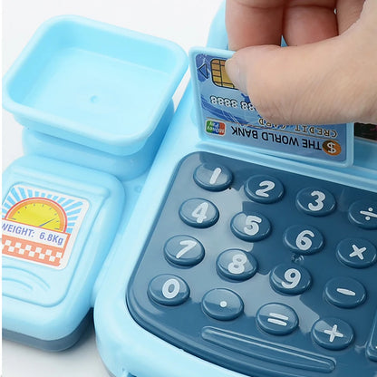 Kids Mini Cash Register Playset with Scanner - Montessori Supermarket Game for Girls and Boys, Interactive Toy with Lights and Sounds, Perfect Birthday Gift for Ages 3-12