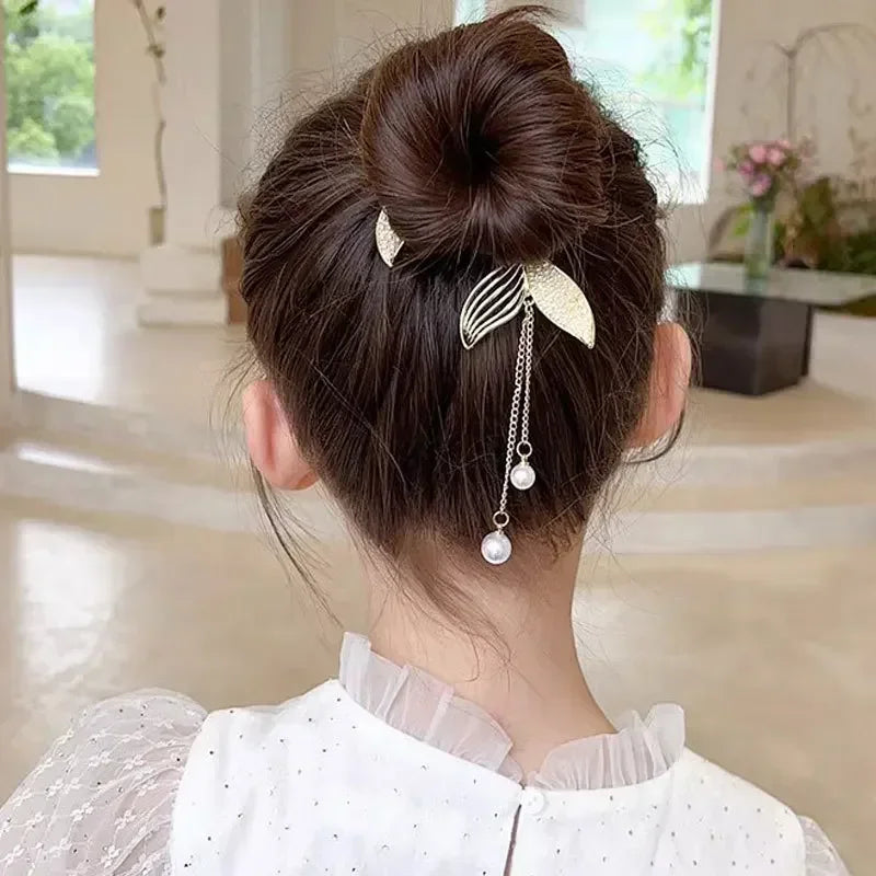 Whimsical Angel Wing Animal Ears Hair Clip with Tassel and Pearl Accents for Kids and Women