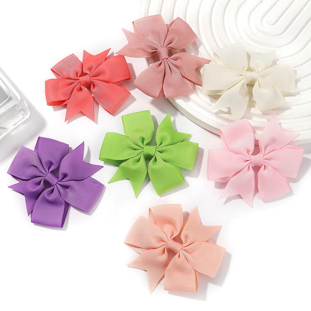 Vibrant Grosgrain Ribbon Hair Bow Clips for Girls - Colorful Hair Accessories for Kids