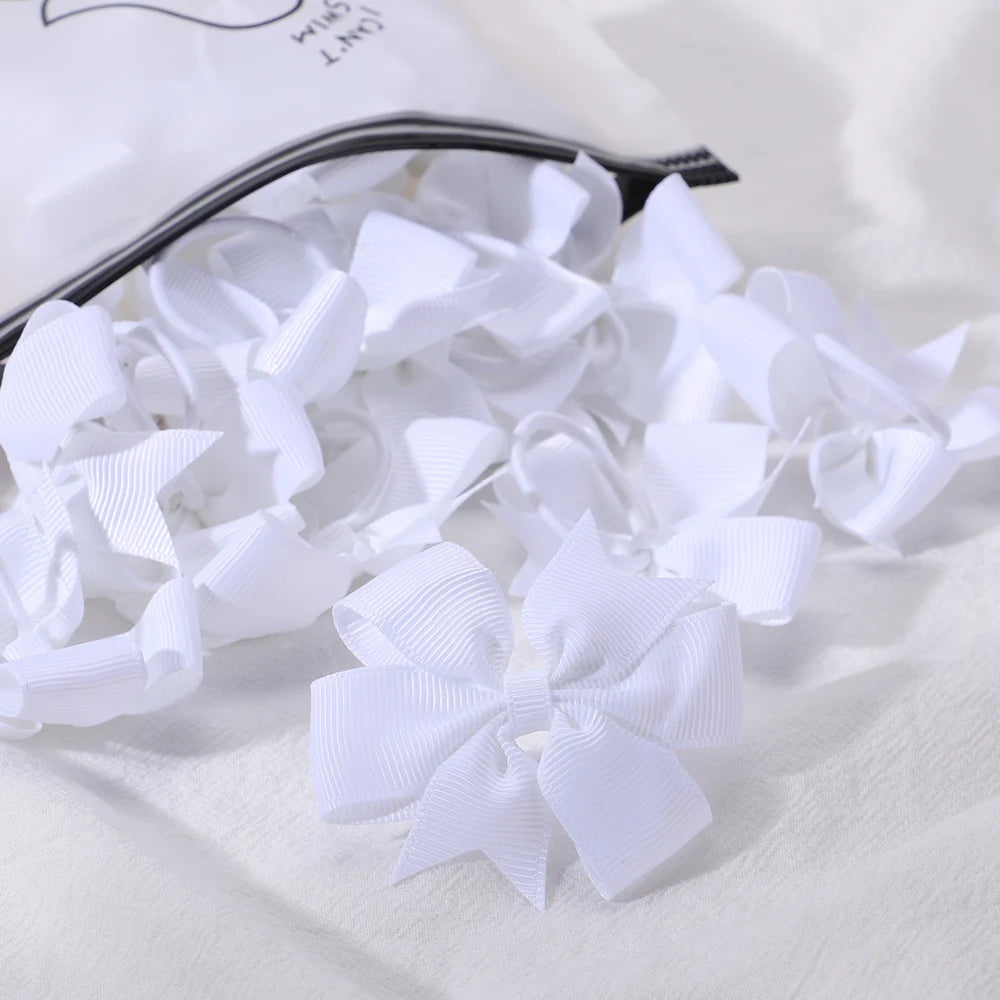 20-Color Mini Bowknot Elastic Hair Bands - 10 Pack for Girls' Ponytails and More!
