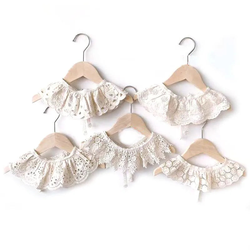 Charming Lace Cotton Collar Bibs for Girls - Elegant Neckwear Accessories for Ages 3-8