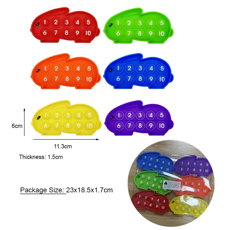 6-Piece Colorful Rabbit Math Learning Game for Kids - Educational Ten-Frame Board Toy Set
