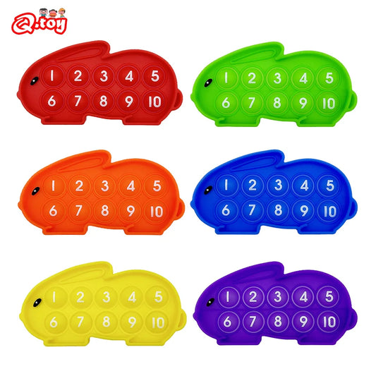 6-Piece Colorful Rabbit Math Learning Game for Kids - Educational Ten-Frame Board Toy Set