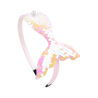 Rainbow Mermaid Sequin Headbands for Baby Girls - Handmade Kids Hair Accessories with Pearls