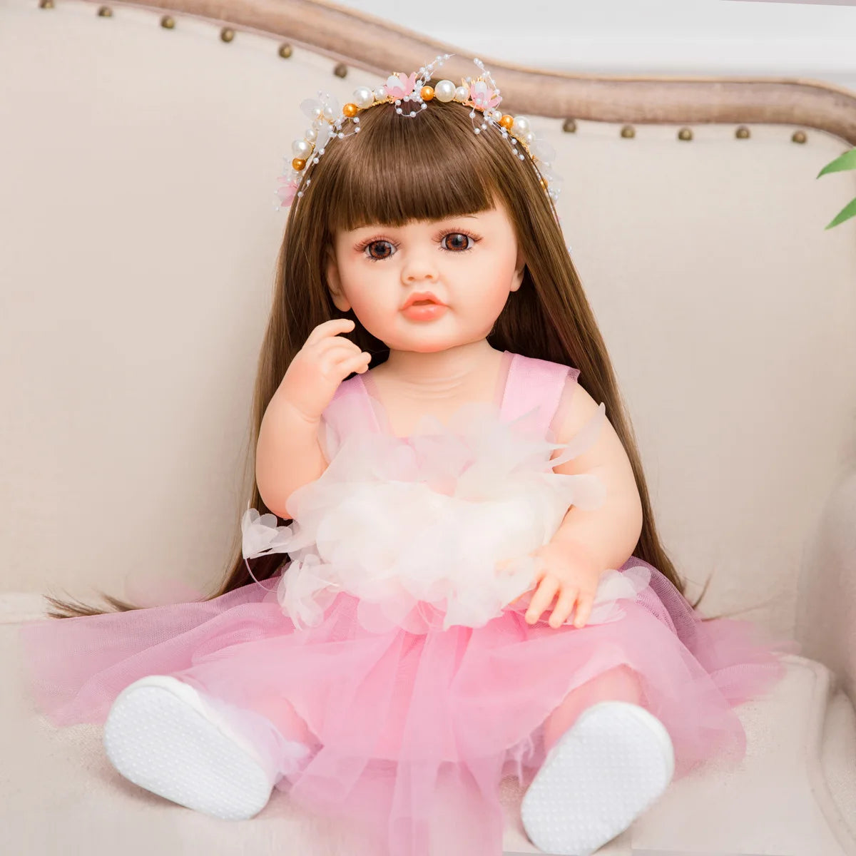 Realistic 55CM Reborn Baby Doll for Girls - Soft Lifelike Toddler Companion with Accessories - Perfect Birthday Gift