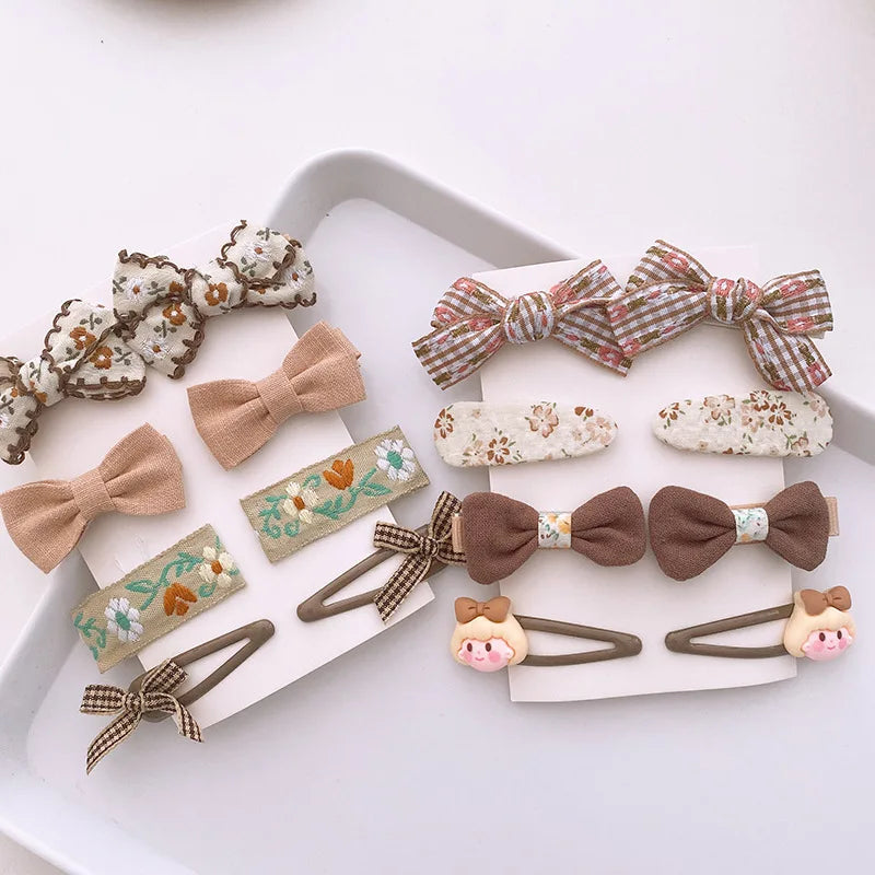 8-Piece Cute Floral Hair Clip Set for Baby Girls - Kawaii Bows and Accessories for Ponytails and Headwear