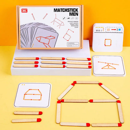 Montessori Matchstick Puzzle Game for Kids - Creative Logic Training Board Game