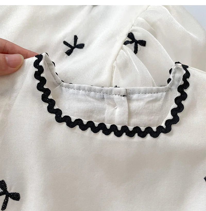 Summer Sisters Infant Bow Puff Sleeve Dress - Breathable Newborn Romper for Girls, Perfect for Summer Gifts