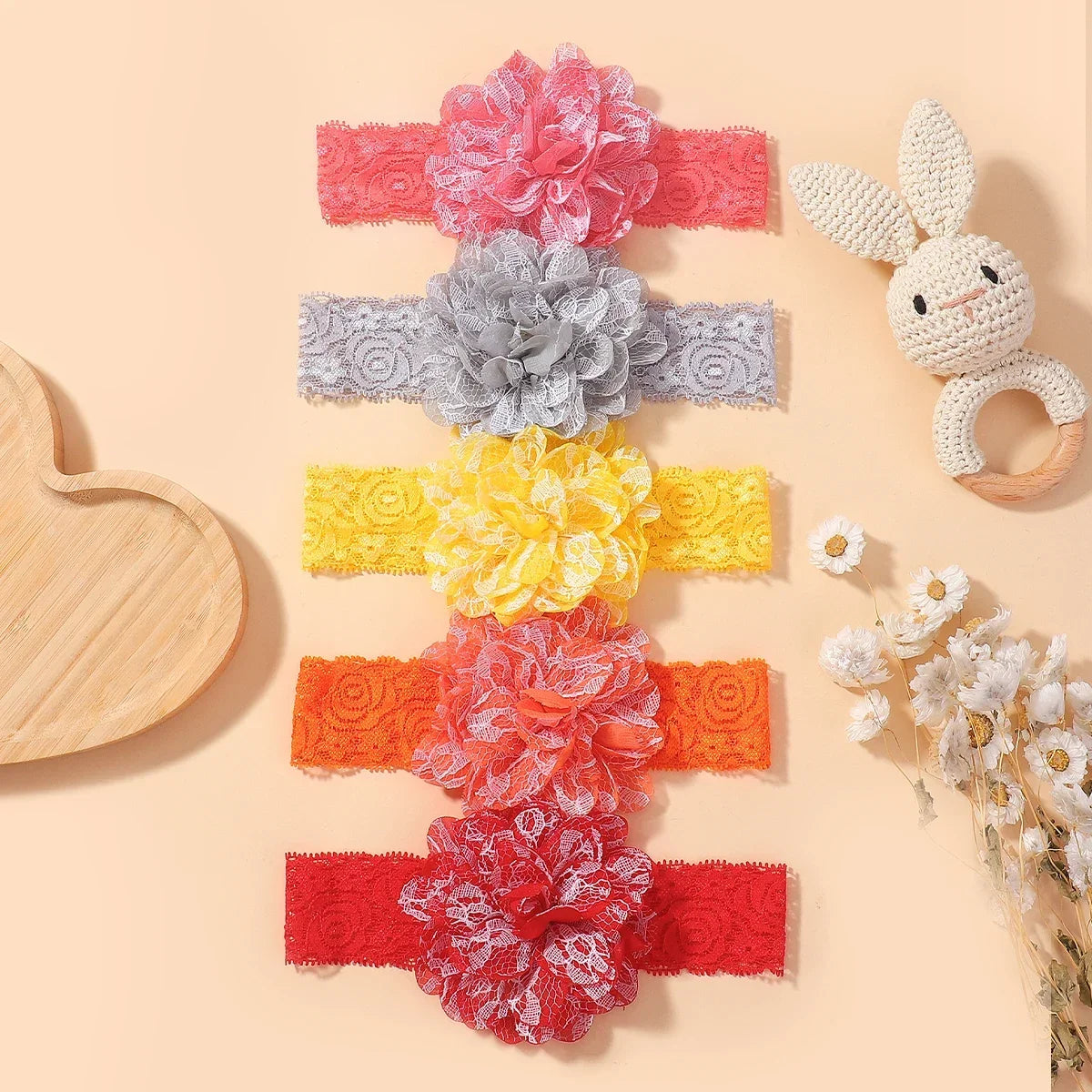 6-Piece Set of Adorable Big Flower Headbands for Baby Girls - Soft, Gentle, and Safe Infant Accessories