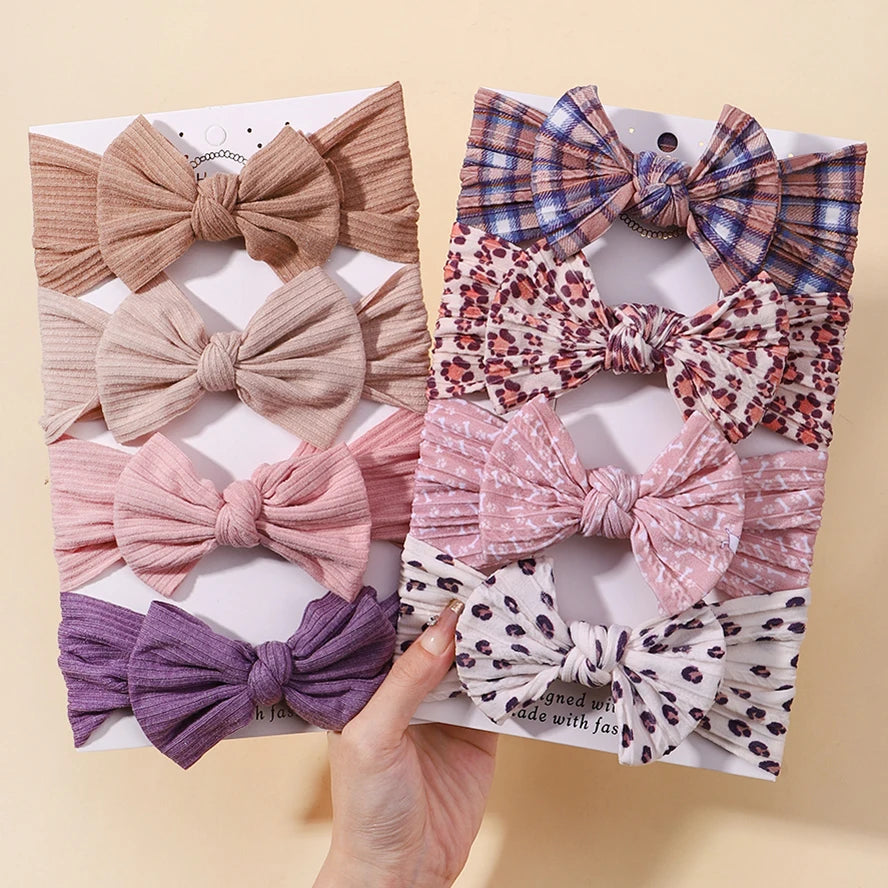 48-Color Soft Nylon Baby Headbands for Girls - Elastic Knit Turban Bows Hair Accessories for Newborns