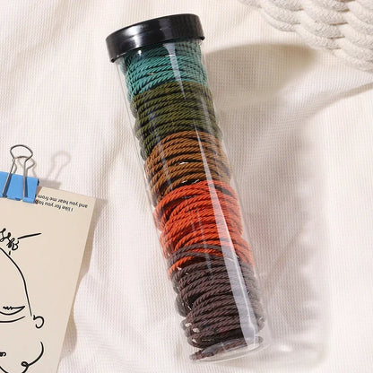 100Pcs/Box Colorful Elastic Hair Ties and Scrunchies for Girls - Handmade Hair Accessories