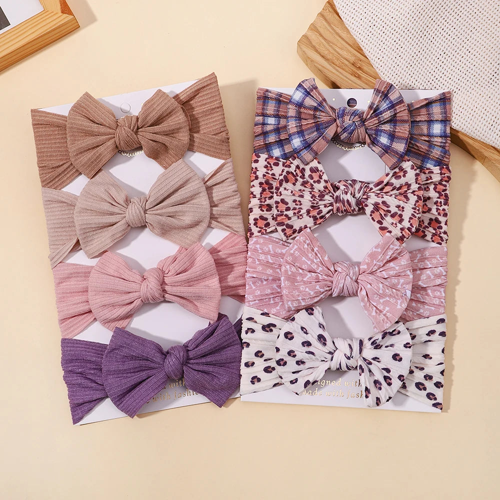 48-Color Soft Nylon Baby Headbands for Girls - Elastic Knit Turban Bows Hair Accessories for Newborns