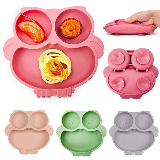 Adorable Owl Suction Plate for Toddlers – BPA Free Silicone Baby Feeding Dish