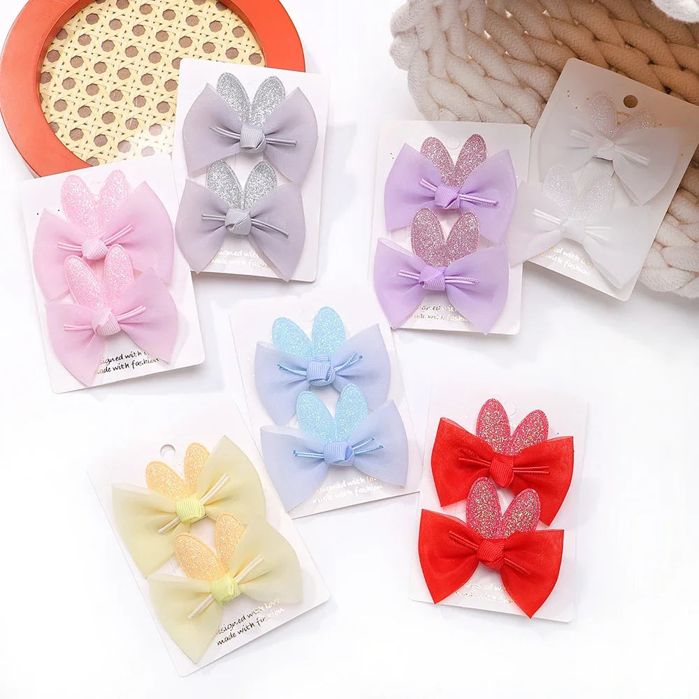 Adorable 2-Pack Mini Hair Bows for Girls - Soft Cotton Hair Clips and Barrettes