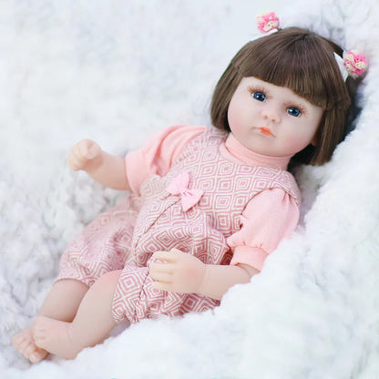 42cm Realistic Reborn Baby Doll - Silicone Toddler Princess with Soft Cloth Body, Perfect Lifelike Toy for Kids and Christmas Gifts