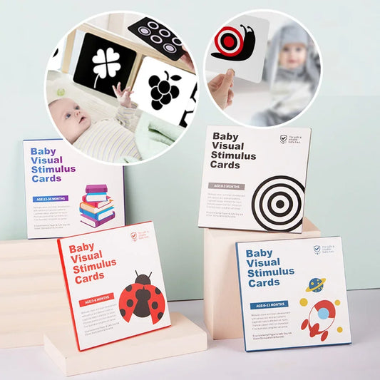Montessori High Contrast Visual Stimulation Cards for Infants - Black and White Cognitive Development Toys for Ages 0-36 Months