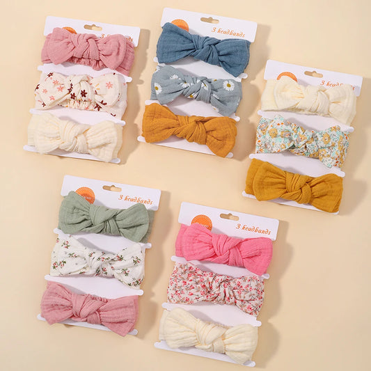 Adorable 3-Piece Bow Knot Headband Set for Baby Girls - Stylish Infant Hair Accessories