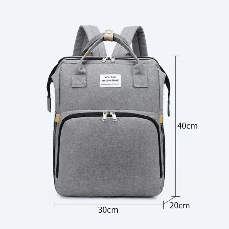 Stylish Multifunctional Diaper Bag Backpack with Baby Bed and Nursing Compartments