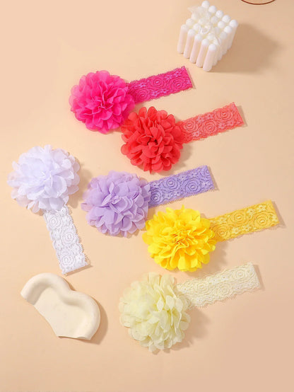 6-Piece Set of Adorable Big Flower Headbands for Baby Girls - Soft, Gentle, and Safe Infant Accessories