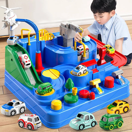 Kids' Racing Rail Car Educational Playset - Interactive Train Adventure with Space Rocket Theme