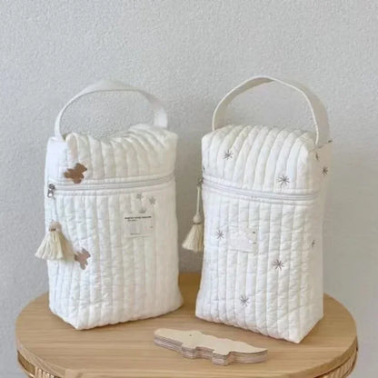 Quilted Portable Diaper Caddy Organizer for Strollers - Stylish Mommy Bag for Baby Essentials