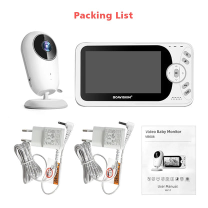 Portable 4.3 Inch Wireless Video Baby Monitor with Night Vision and Two-Way Intercom - VB608 Baby Nanny Camera