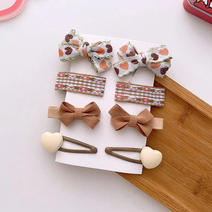 8-Piece Cute Floral Hair Clip Set for Baby Girls - Kawaii Bows and Accessories for Ponytails and Headwear