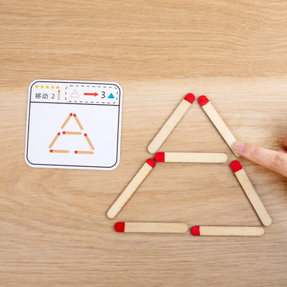Montessori Matchstick Puzzle Game for Kids - Creative Logic Training Board Game