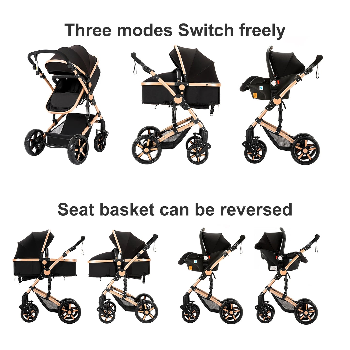 3-in-1 Lightweight Baby Stroller 588 - Versatile Travel Pram for Newborns and Toddlers