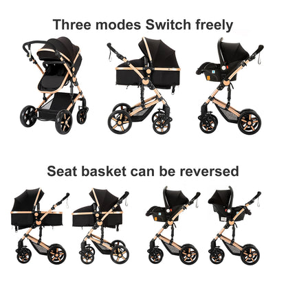 3-in-1 Lightweight Baby Stroller 588 - Versatile Travel Pram for Newborns and Toddlers