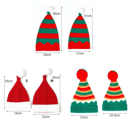 Parent-Child Christmas Hat Big Pompom Mother Kids Knit Beanie Cap Winter Warm Infant Bonnet Girls Boy Xmas Gift Baby Accessories
