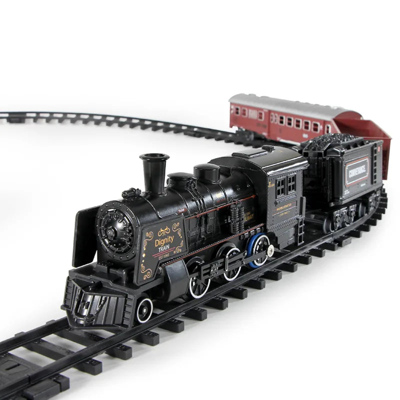 Remote Control Kids Electric Train Set with Sound, Light, Smoke Effects, and Tracks