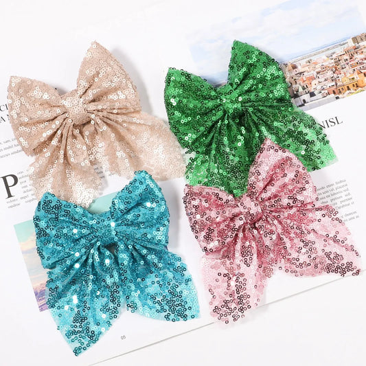 Sparkling Handmade Sequin Hair Bows Clip for Girls - Stylish Hair Accessories for Kids