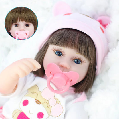 42cm Realistic Reborn Baby Doll - Silicone Toddler Princess with Soft Cloth Body, Perfect Lifelike Toy for Kids and Christmas Gifts