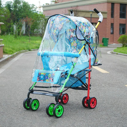 Universal Waterproof Baby Stroller Rain Cover - Transparent Trolley Umbrella with Zipper for All Ages