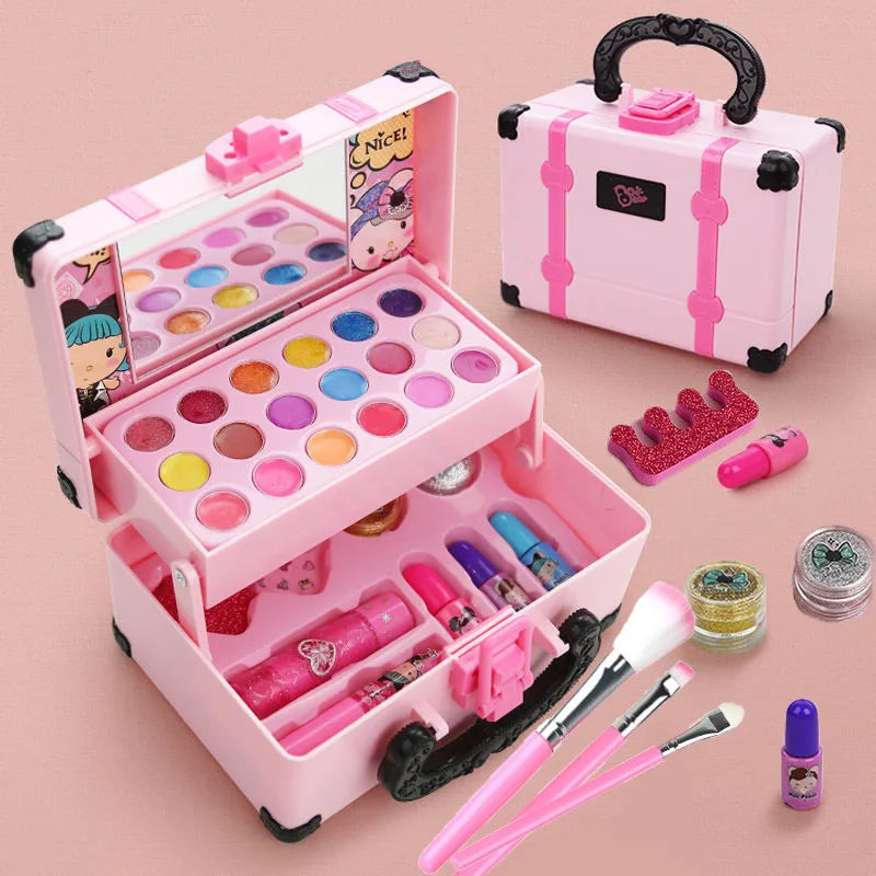 Girls' Princess Makeup Kit - Non-Toxic Cosmetic Set for Kids with Lipstick and Eyeshadow - Perfect Birthday Gift