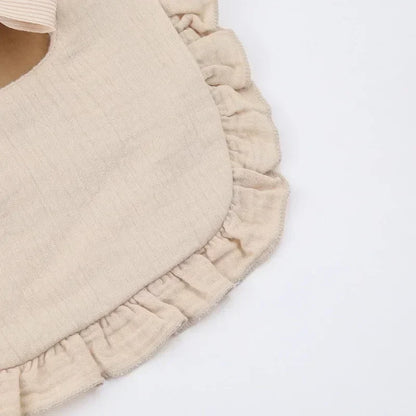 Stylish Ribbed Baby Bibs with Hair Bows and Headbands for Boys and Girls - Ruffled Flower Feeding Accessories