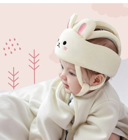Cute Cartoon Baby Safety Helmet for Toddlers - Adjustable Anti-Fall Head Protection Cap for 0-3 Years