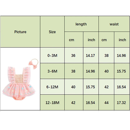 Adorable Summer Baby Girl Floral Embroidery Romper Dress with Headband - Princess Mesh Jumpsuit for Infants