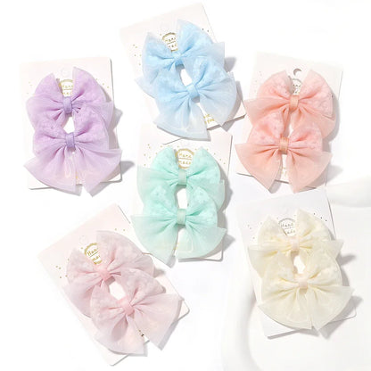 Adorable 2-Pack Mini Hair Bows for Girls - Soft Cotton Hair Clips and Barrettes