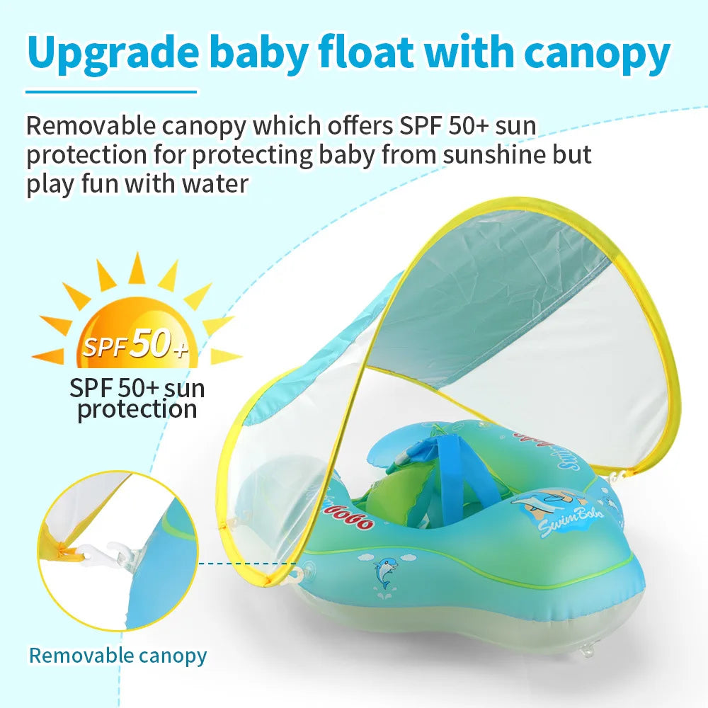 Inflatable Baby Swim Float with Sun Canopy - Safe and Fun Pool Ring for Infants and Toddlers