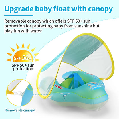 Inflatable Baby Swim Float with Sun Canopy - Safe and Fun Pool Ring for Infants and Toddlers