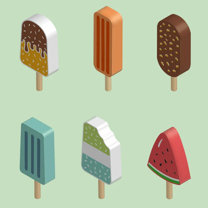6-Piece Kids Wooden Ice Cream Play Set - Fun and Educational Pretend Kitchen Toy