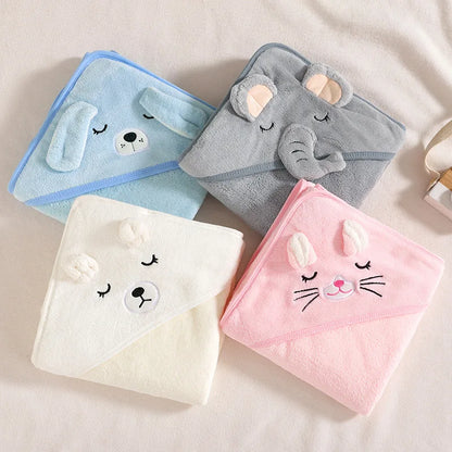 Adorable Cartoon Animal Hooded Bath Towels for Babies - Soft, Warm, and Versatile Toddler Bathrobes
