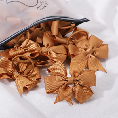 20-Color Mini Bowknot Elastic Hair Bands - 10 Pack for Girls' Ponytails and More!