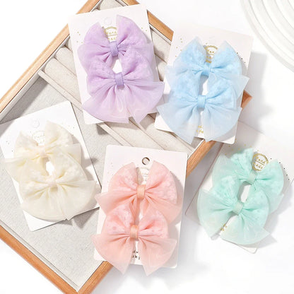 Adorable 2-Pack Mini Hair Bows for Girls - Soft Cotton Hair Clips and Barrettes